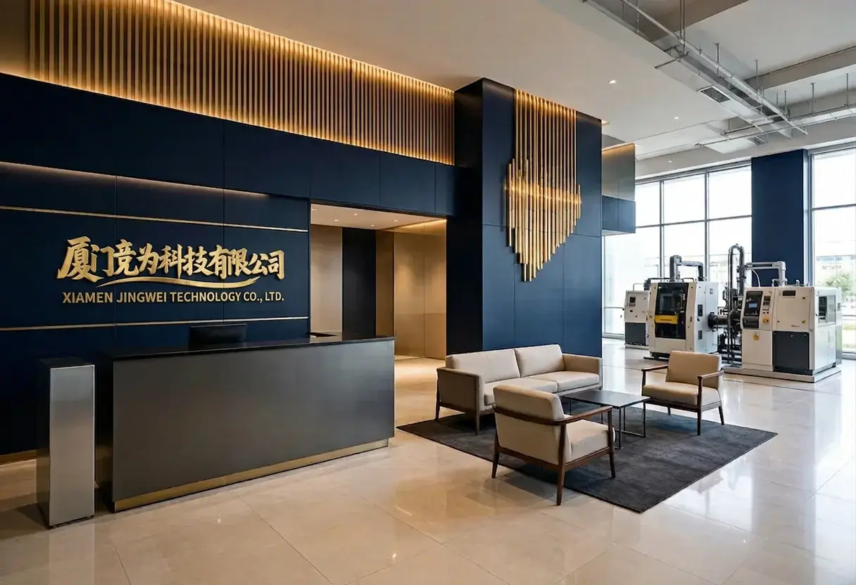 Müşterilerin makineleri inceleyebileceği Jingwei Technology showroom ve resepsiyonu