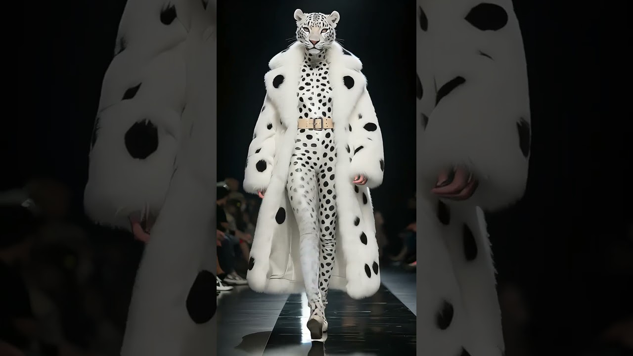 Kardan Leopar Başlı İnsansı Model Podyumda Yürüyor - Geleceğin Modası